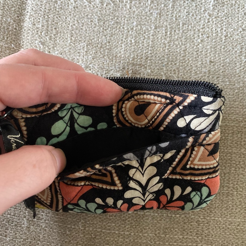 Vera Bradley Black Multi Floral Quilted Wristlet Coin Purse - Picture 3 of 4